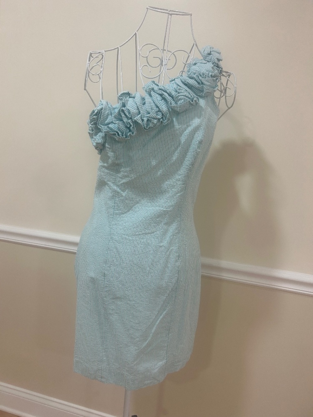 Lilly Pulitzer seersucker teal white